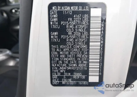 2013 Nissan Juke Sv from USA, damaged, VIN JN8AF5MVXDT213116